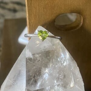 Heart-Shaped Peridot Adjustable Silver Ring